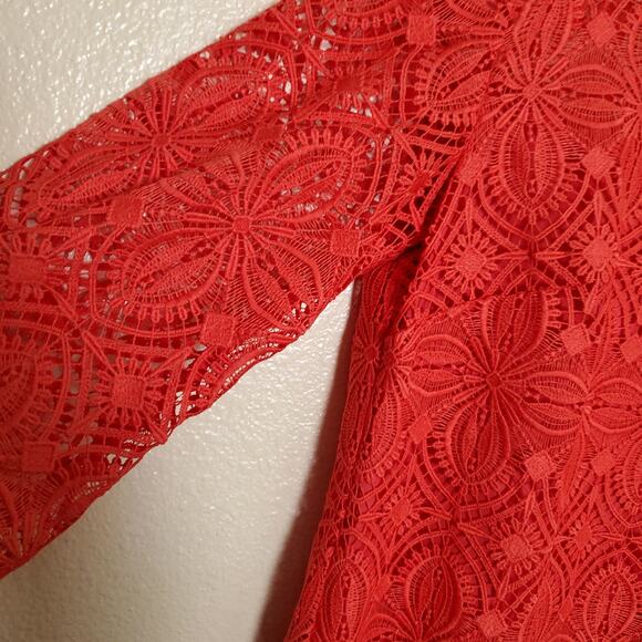 NWT TRINA TURK Dress Red Venetian Lace Party Cocktail Wedding Guest Dress Sz 8 - Picture 6 of 14